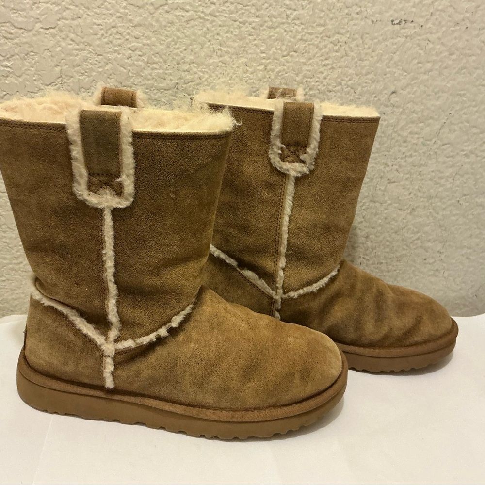 UGG Chestnut Suede Shearling-Lined Mid-Calf Boots 8/39